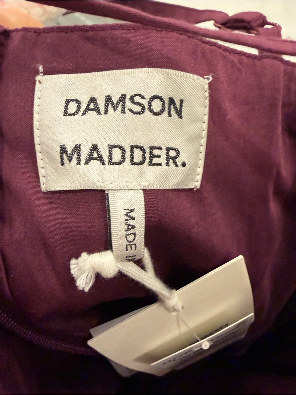 NWT Damson Madder Organic Cotton Angelina Midi Dress with Side Lace-Up - Picture 6 of 6